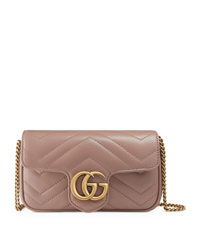 Gucci Super Mini Marmont Matelassé Shoulder Bag In Neutrals
