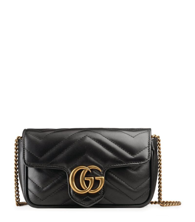 Gucci Super Mini Marmont Matelassé Shoulder Bag In Black