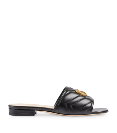 Gucci Leather Gg Sandals In Black