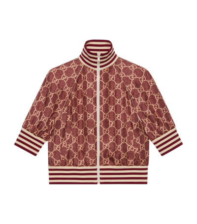 Gucci Silk Gg Supreme Bomber Jacket In Red