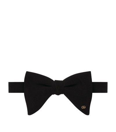 Gucci Silk Gg Logo Bow Tie In Black