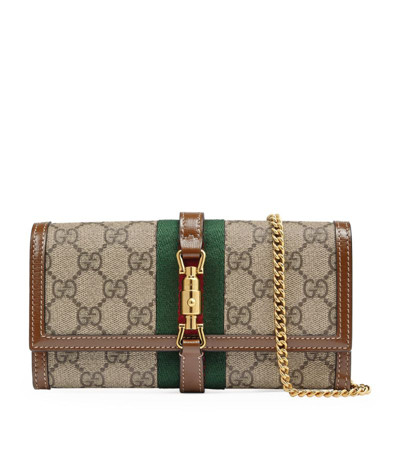 Gucci Canvas Jackie 1961 Chain Wallet In Neutrals