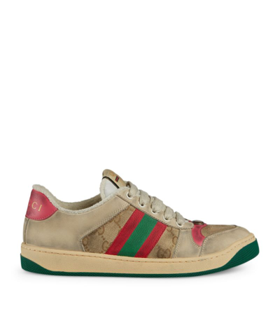 Gucci Leather Screener Sneakers In White