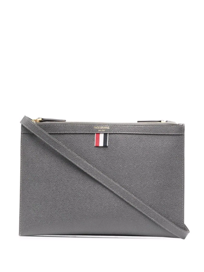 Thom Browne Double Zip Crossbody Bag In Grey