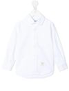 Thom Browne Logo-tag Cotton Shirt In 白色