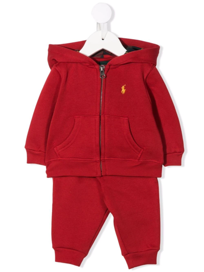 Ralph Lauren Babies' Logo Embroidered Tracksuit Set In Red