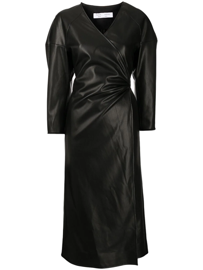 Proenza Schouler White Label Faux Leather Wrap Dress In Black
