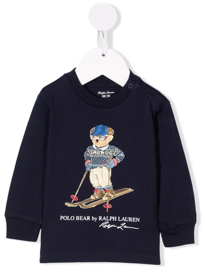 Ralph Lauren Babies' Polo Bear Cotton Sweatshirt In 蓝色