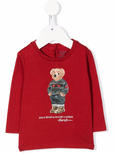 Ralph Lauren Babies' Madison Red Polo Bear Logo-embroidered Stretch-cotton Socks Pack Of Two 3 Months