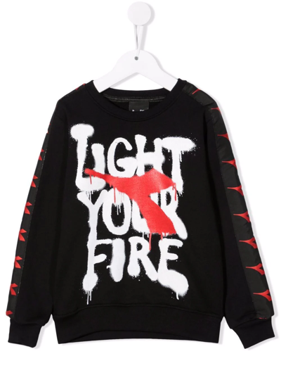 Diadora Junior Slogan Print Sweatshirt In 黑色