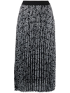Karl Lagerfeld Monogram Pleated Skirt In Black