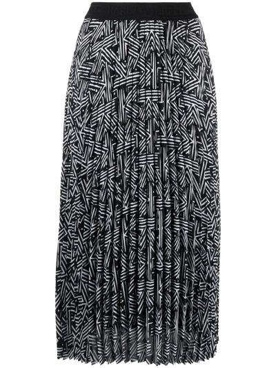 Karl Lagerfeld Monogram Pleated Skirt In Black