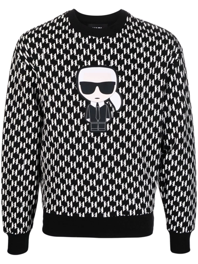 Karl Lagerfeld Karl-patch Monogram Sweatshirt In Black