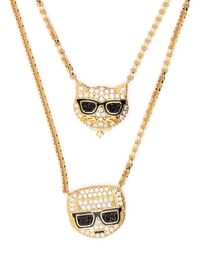 Karl Lagerfeld Ikonik Karl Choupette Necklace In Gold