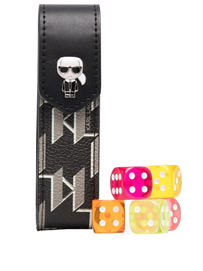 Karl Lagerfeld Ikonik Monogram Dice Set In Black