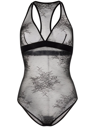 Karl Lagerfeld Tailored Lace Body In Black
