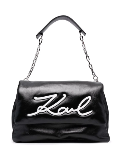Karl Lagerfeld K/signature Large Soft Shoulder Bag In Black
