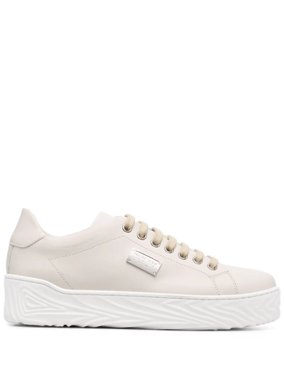 Philipp Plein Logo-plaque Lace-up Trainers In Neutrals