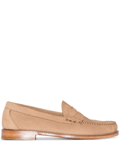 G.h. Bass & Co. Beige Weejuns Heritage Suede Penny Loafers In Neutrals