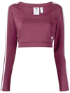 Adidas Originals Cropped Square-neck Sweatshirt In Red