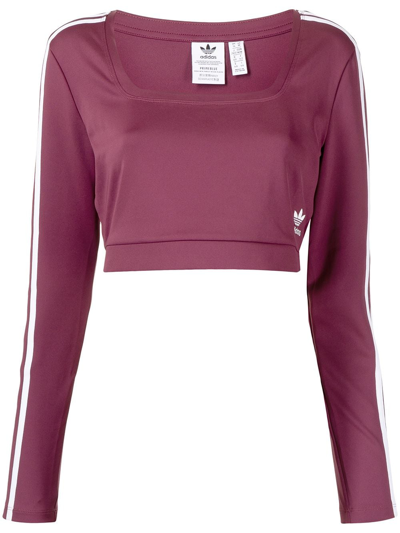 Adidas Originals Cropped Square-neck Sweatshirt In Red