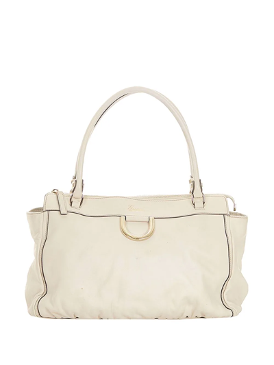 Pre-owned Gucci Abbey D-ring Tote Bag In White