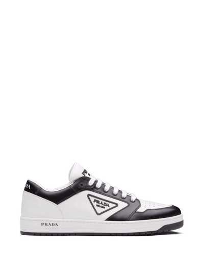 Prada Men's Avenue Bicolor Leather Low-top Sneakers In White