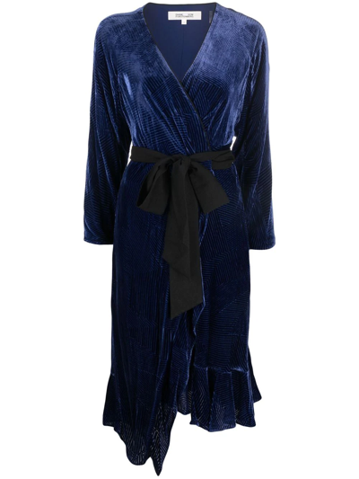 Diane Von Furstenberg Tulisa Devoré-velvet Wrap Dress In Blue