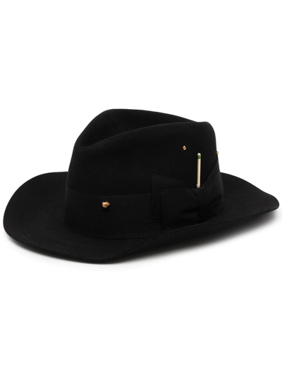 Nick Fouquet Matchstick-embellished Fedora Hat In Schwarz