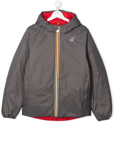 K-way Babies' Chest Logo-print Jacket In Grey