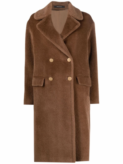 Tagliatore Fitted Double-breasted Coat In Brown