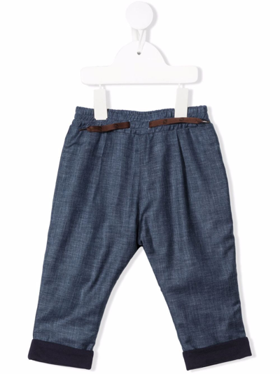 Fendi Babies' Elasticated Slim-cut Trousers In Blue