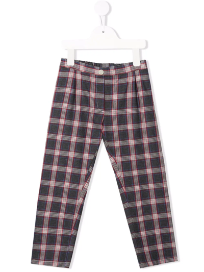 Siola Check-print Slim-cut Trousers In Grey