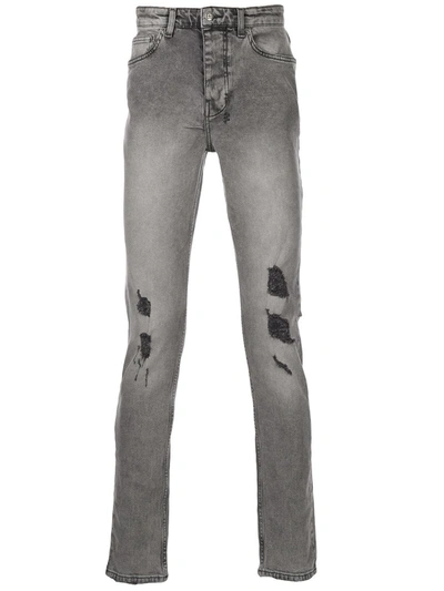 Ksubi Chitch Distressed Stretch Slim-fit Jeans In Grey