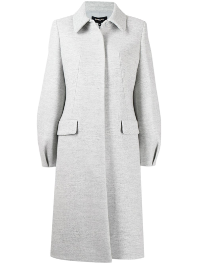 Paule Ka Single-breasted Long Coat In Grey