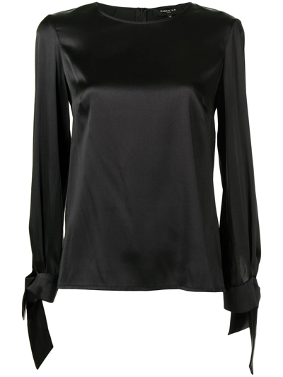Paule Ka Raso Long-sleeve Silk Top In Black
