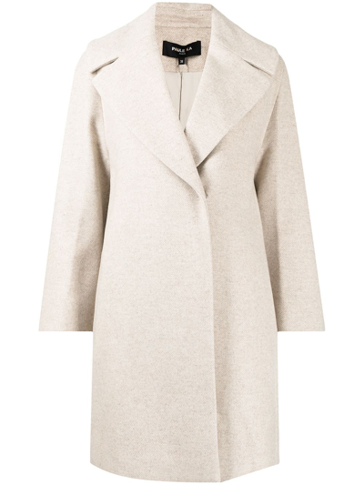 Paule Ka Single-breasted Mid-length Coat In Brown