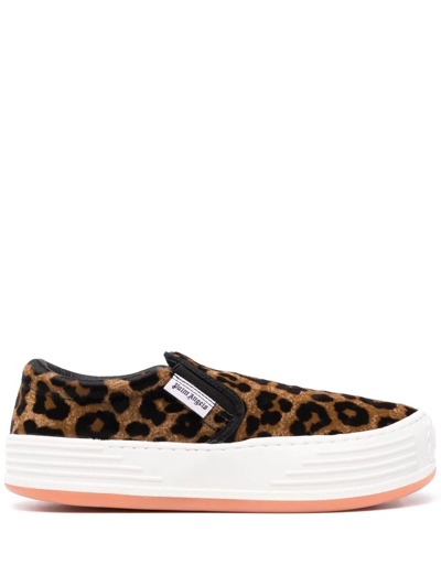 Palm Angels Leopard-print Slip-on Sneakers In Brown