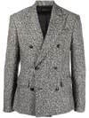 Amiri Grey Tweed Double Breasted Jacket - Atterley In Black