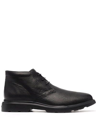 Hogan Lace-up Ankle Boots In Black