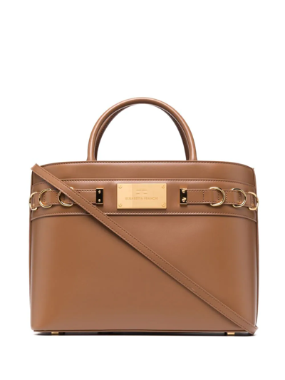 Elisabetta Franchi Large Daily Shopper Bag In Brown