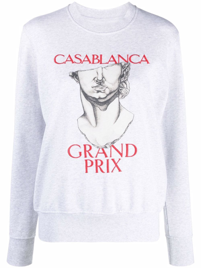 Casablanca Grand Prix Organic Cotton Sweatshirt In Grey