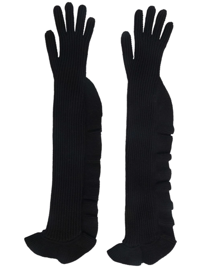 Redv Elbow-length Leather Gloves In Black