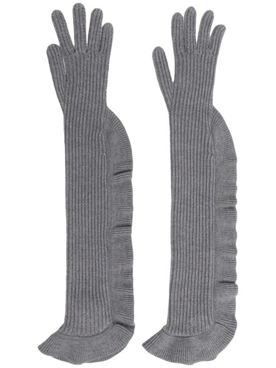 Redv Ribbed Knitted Gloves In 08o Grigio