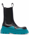 Bottega Veneta Tire Chunky-sole Leather Chelsea Boots In Black Acid Turquoise