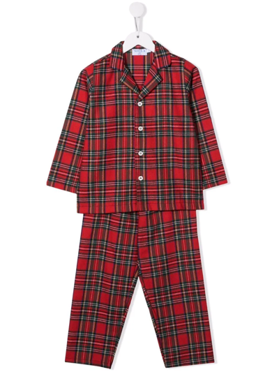 Siola Plaid-check Pajam Set In Red