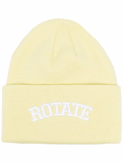 Rotate Birger Christensen Rotate Abbie Logo Embroidered Beanie In Yellow