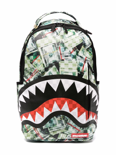 Sprayground Kid Shark Teeth-print Zipped Backpack In 绿色
