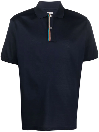 Paul Smith Signature Stripe-trim Polo Shirt In Blue