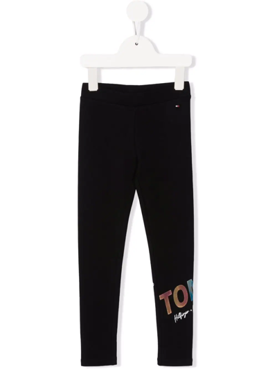 Tommy Hilfiger Junior Kids' Logo-print Leggings In 黑色